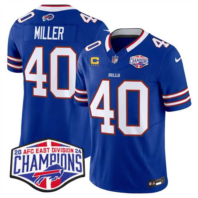 Men%27s Buffalo Bills #40 Von Miller Royal F.U.S.E. 2024 AFC East Division Champions With 4-Star C Ptach Vapor Limited Stitched Jersey->buffalo bills->NFL Jersey